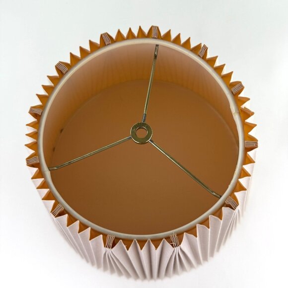 Stiffel Pleated Fabric Beige Vintage Empire Lamp Shade 16" Wide Base 12" Tall - Picture 2 of 7